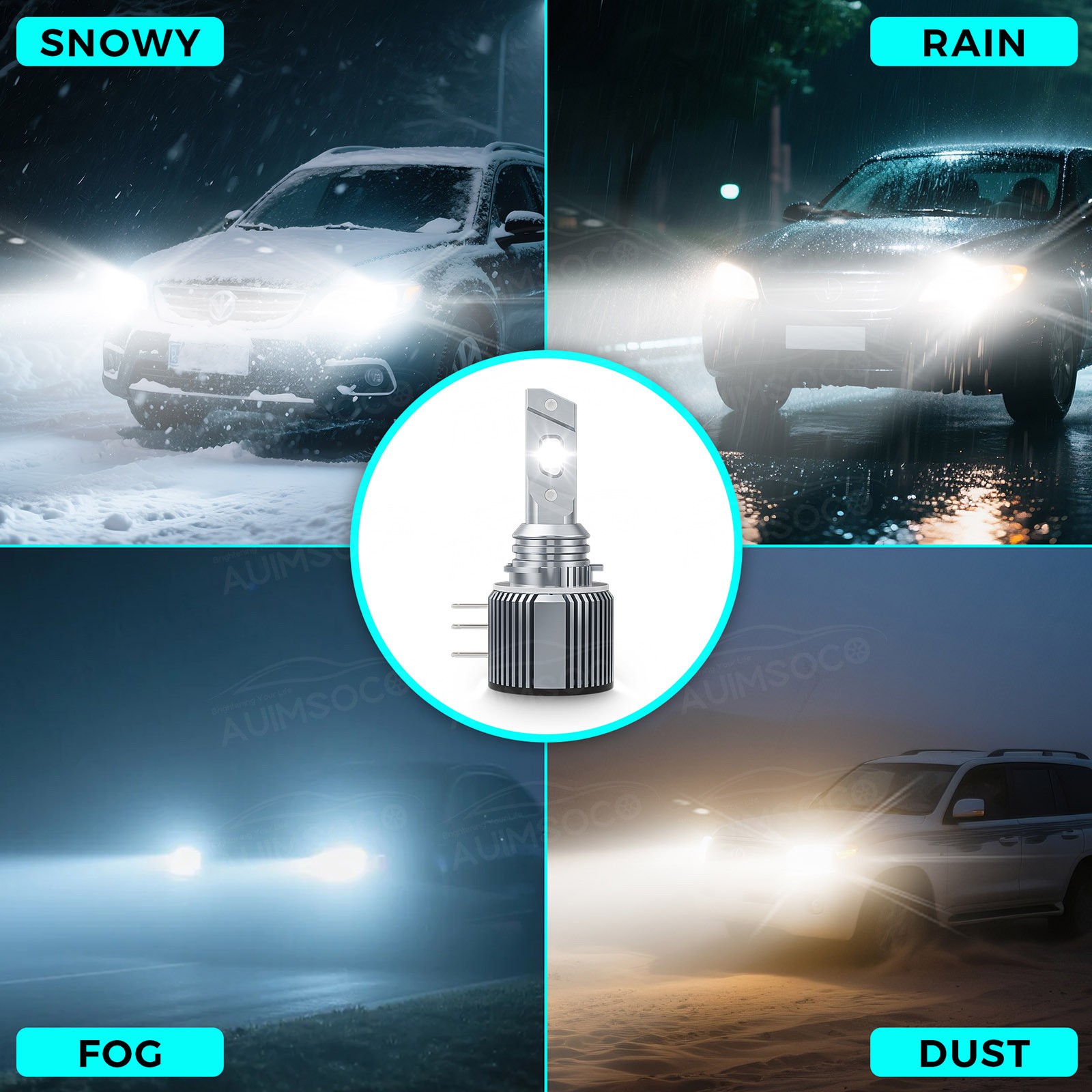 For Audi Q7 2010-2013 LED Headlight Combo Kit Hi-Lo Beam 4x Bulbs 72000LM 6500K