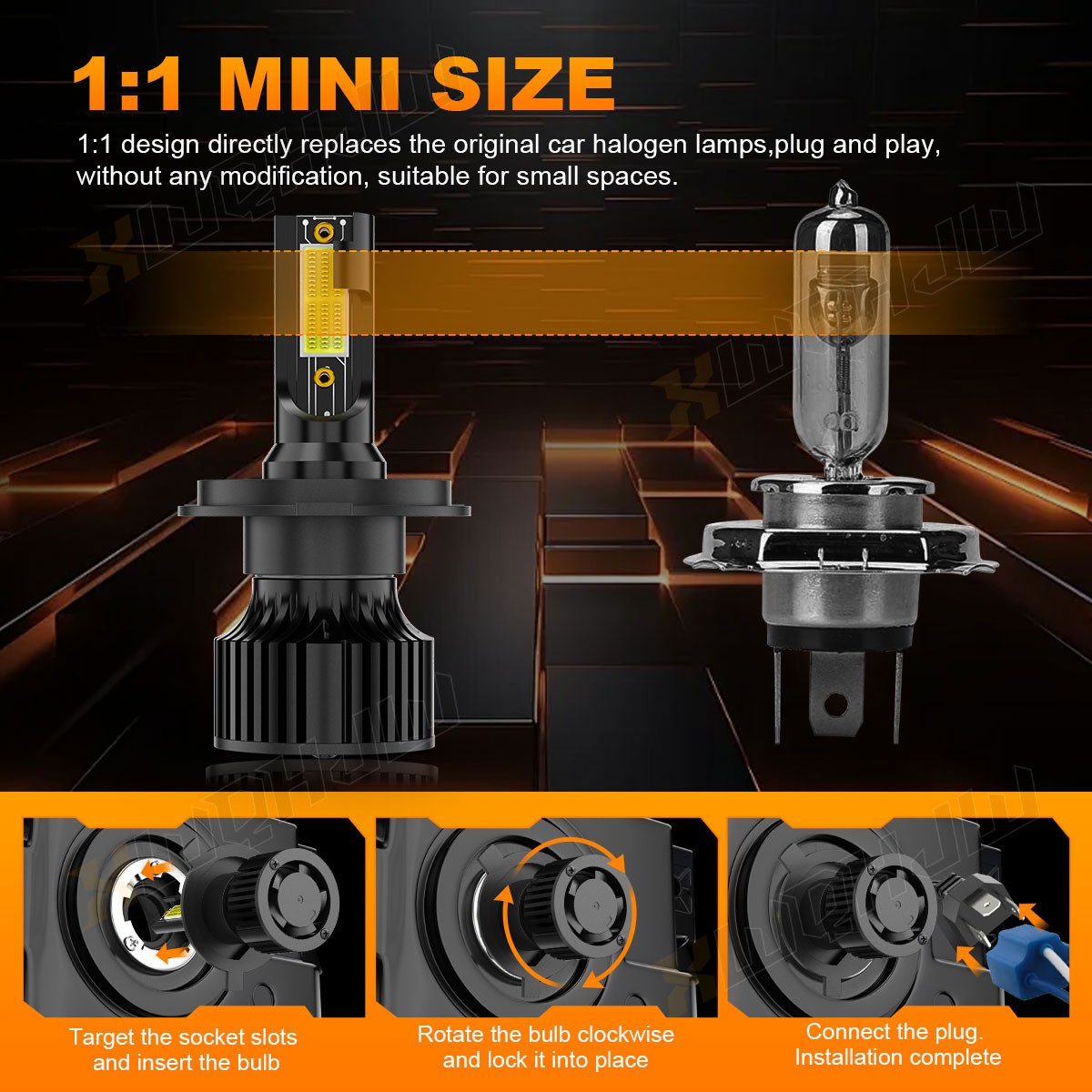 2x H4 9003 HB2 6000K Super White CSP LED Headlight Bulb Kit High Low Beam HB2