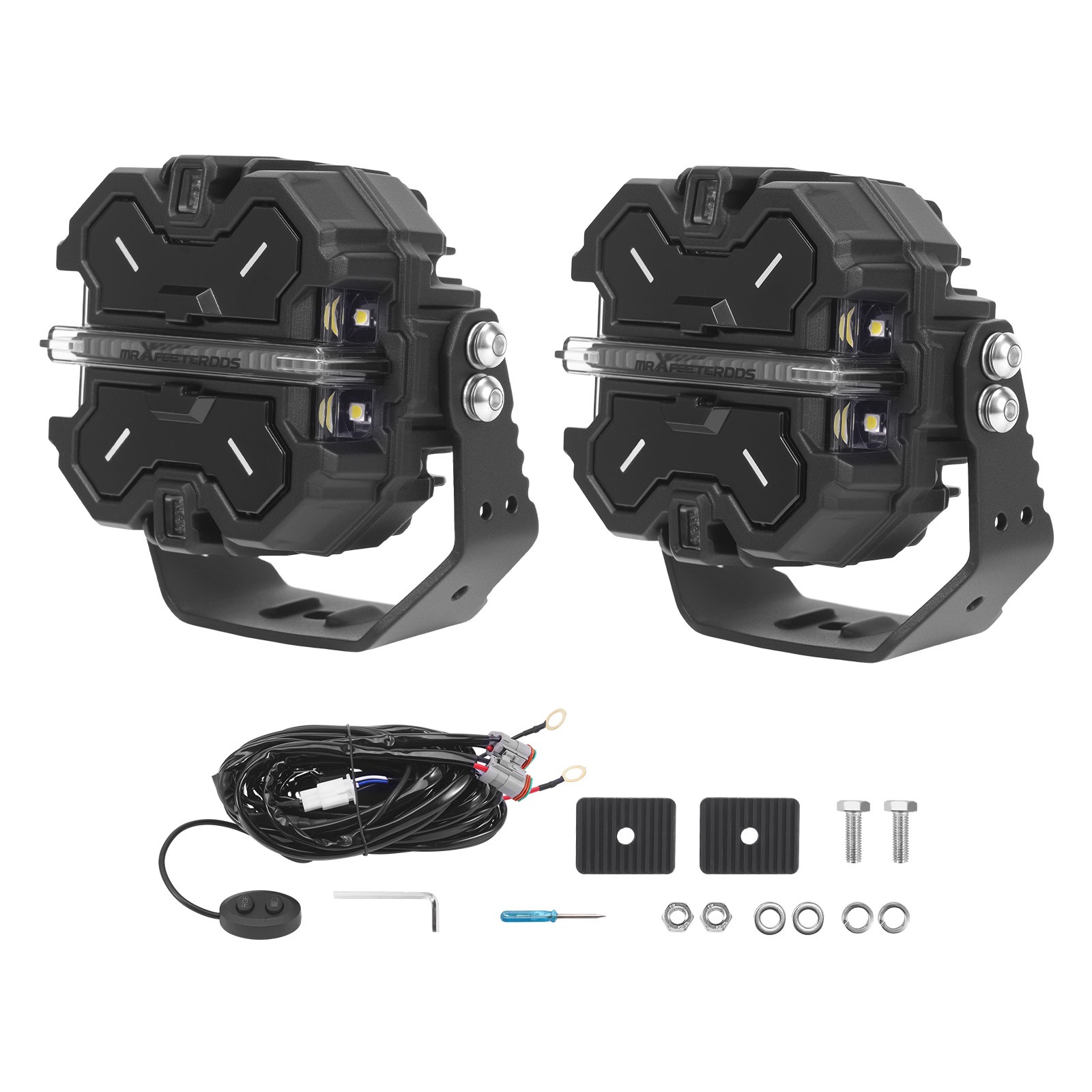 160W LED Light Pods 3.5″ White Amber DRL Spot Flood Combo Off Road Driving Light