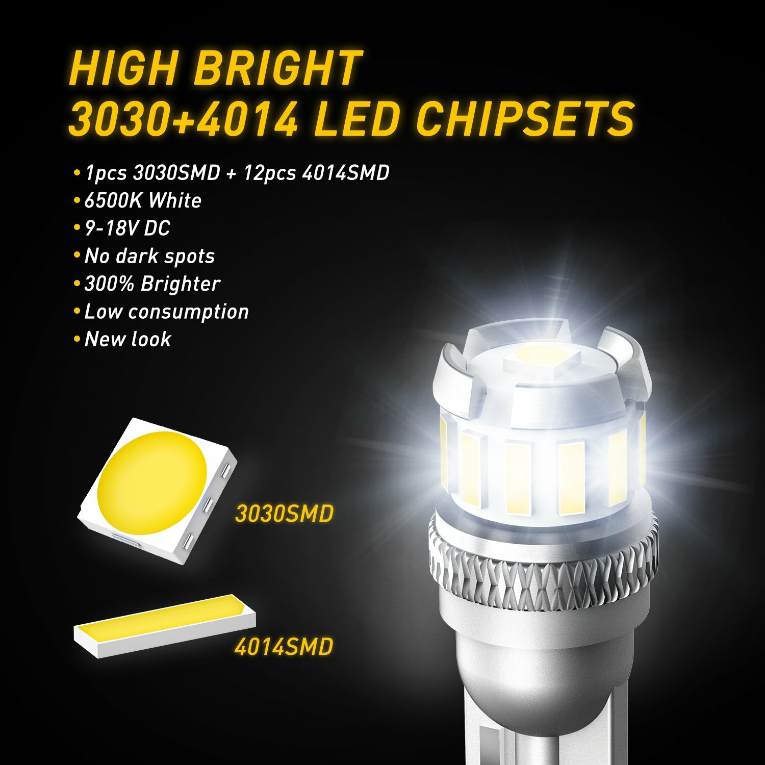 4Pcs Super White T10 Wedge 24-SMD LED Light bulbs W5W 2825 158 192 168 194 12V