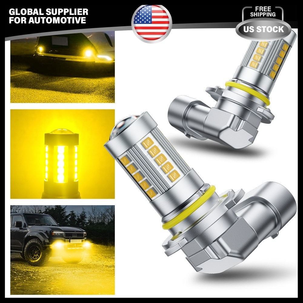 1/2SET LED Fog Light Bulb HB4 9006 Foglight Bulb 3000K Amber High Power DRL Lamp