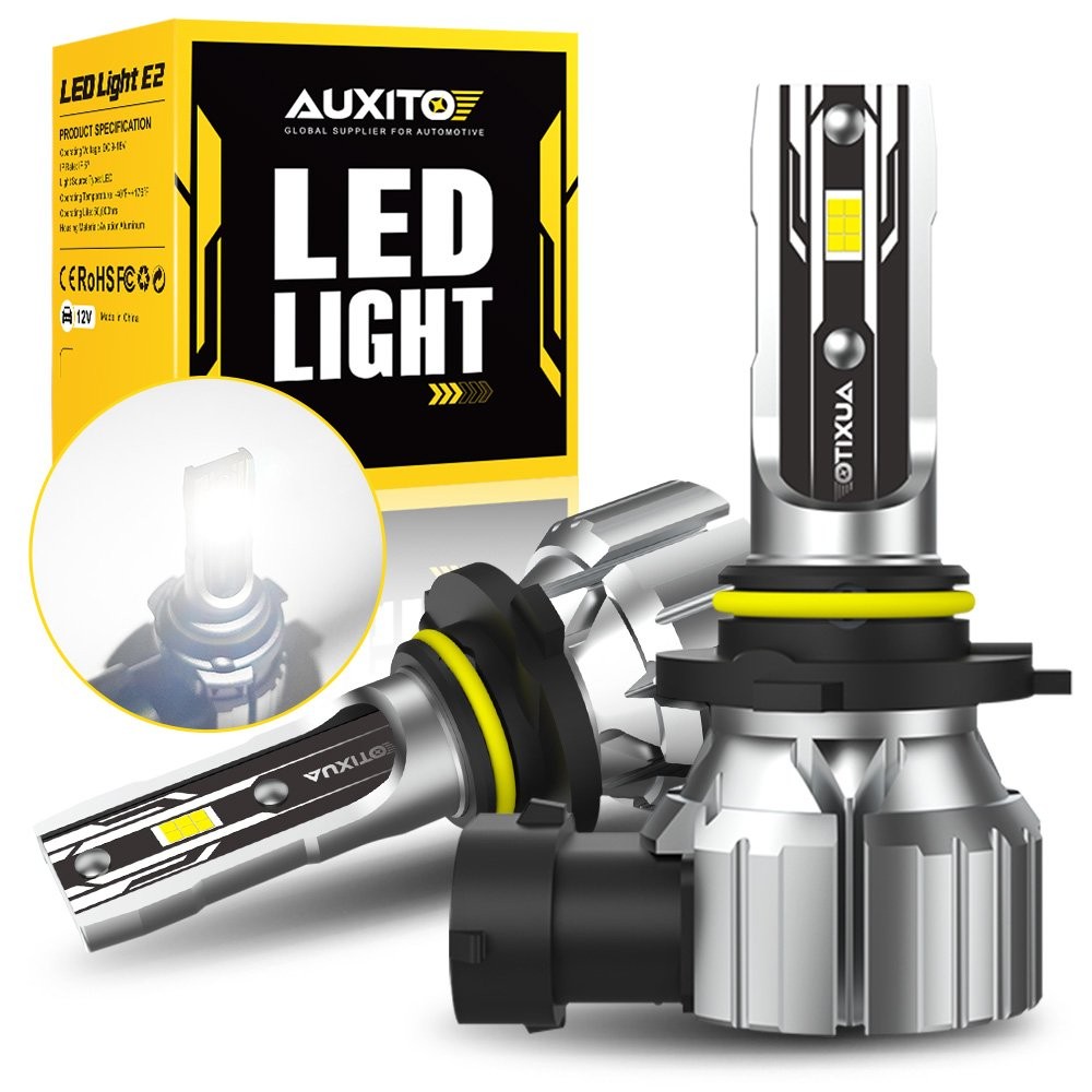 Pair 9006 E2 HB4 Series LED Headlight Bulbs Low Beam Kit White Bright AUXITO EXV