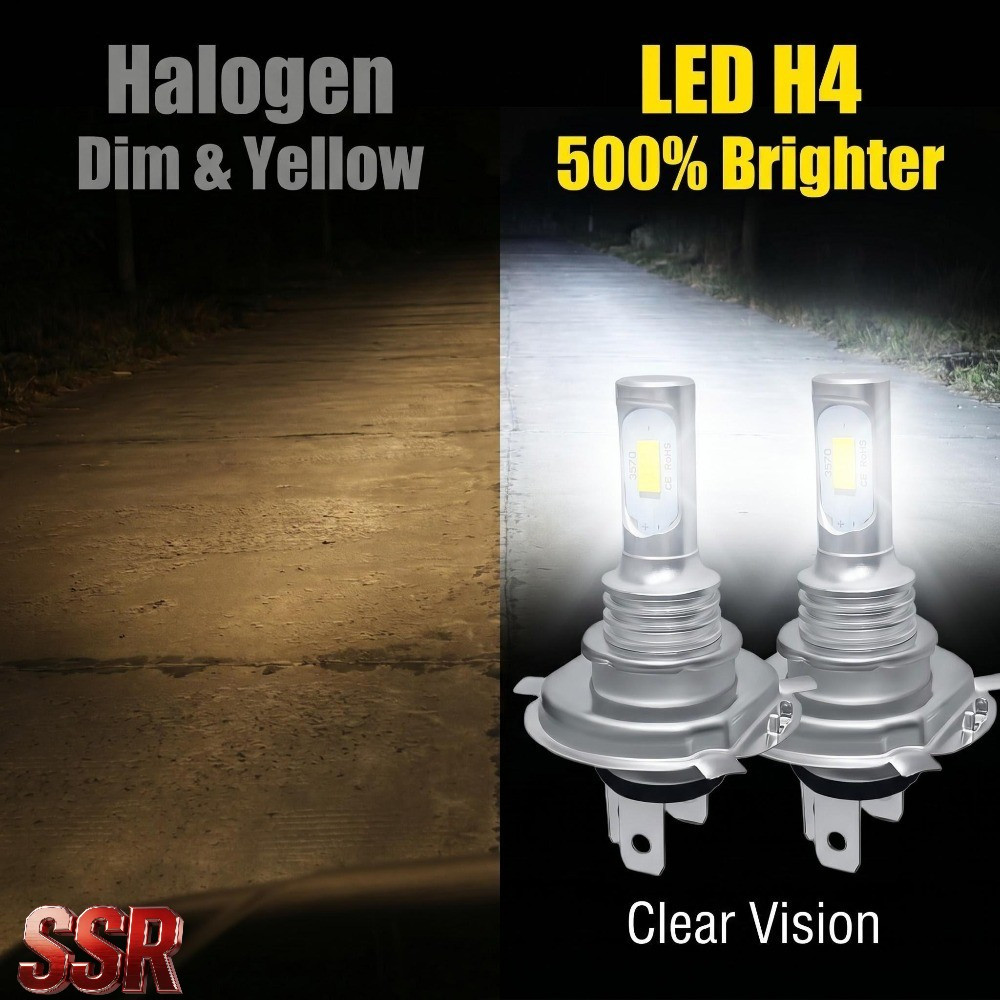 CANBUS H4 LED Headlight Super Bright Bulbs Kit 88000LM High/Low Beam 6500K White
