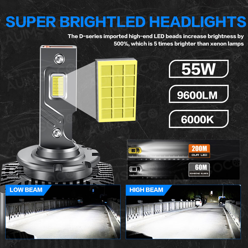 D3S D3R LED Headlight Super Bright Bulbs Kit 8000K White 330000LM High/Low Beam