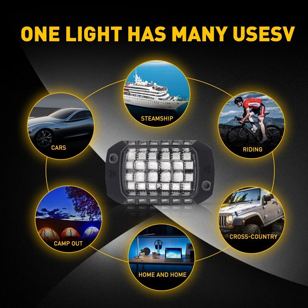 White/Red/Blue LED Lights Rock Waterproof LED Underglow Underbody Glow Lamp 12V