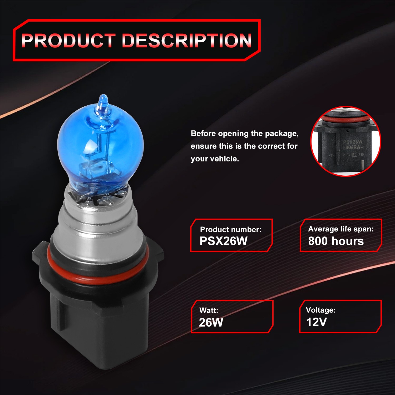 2Pcs 12278 PSX26W Halogen Fog Light Bulbs 4200K FOR Chevy Suburban 2015-2017