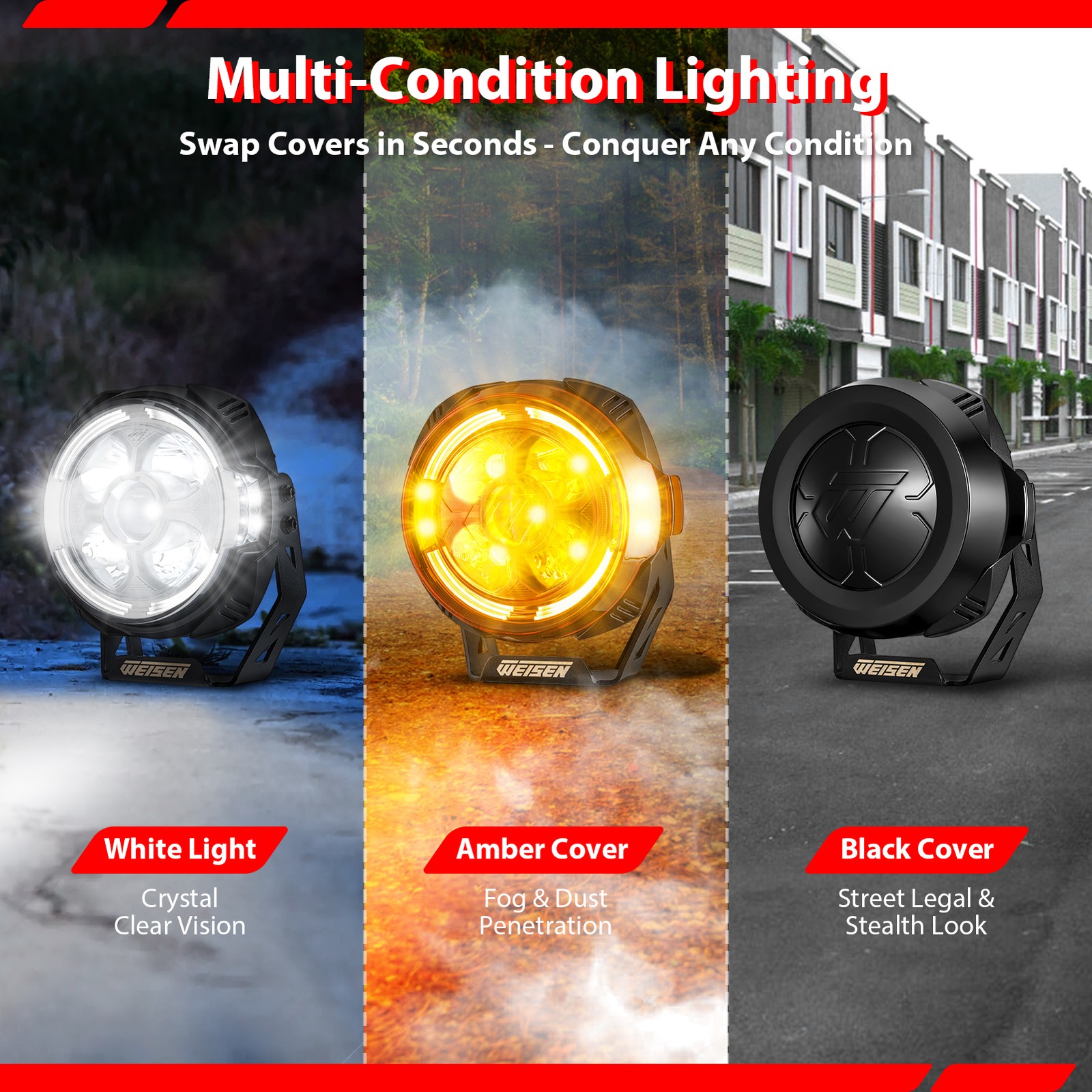 3.5/5“/7″ Round LED Driving Work Lights Ditch Spot Flood Pods Head Lamp & Cover