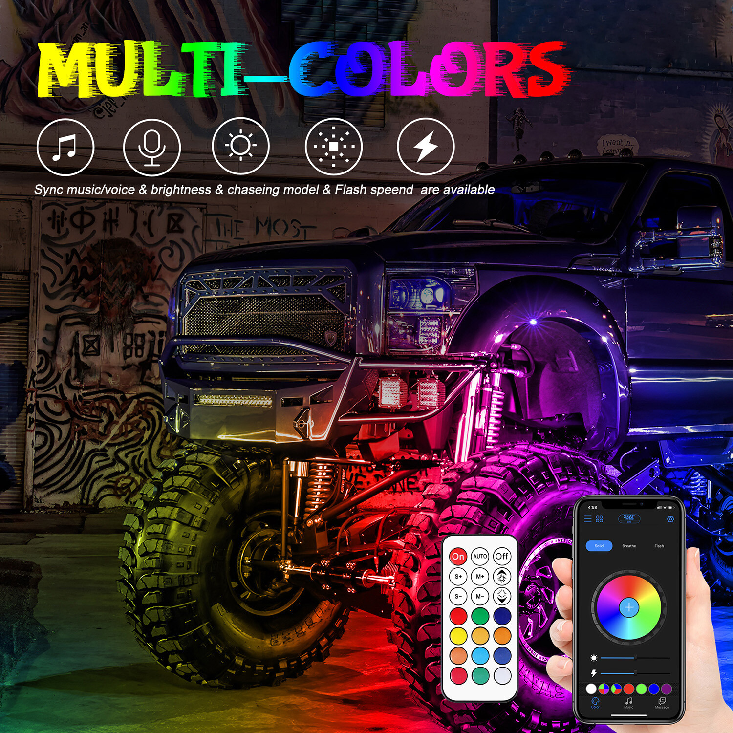 For Yamaha YXZ1000R Wireless Bluetooth 12 Pods RGB LED Rock Lights Underbody ATV