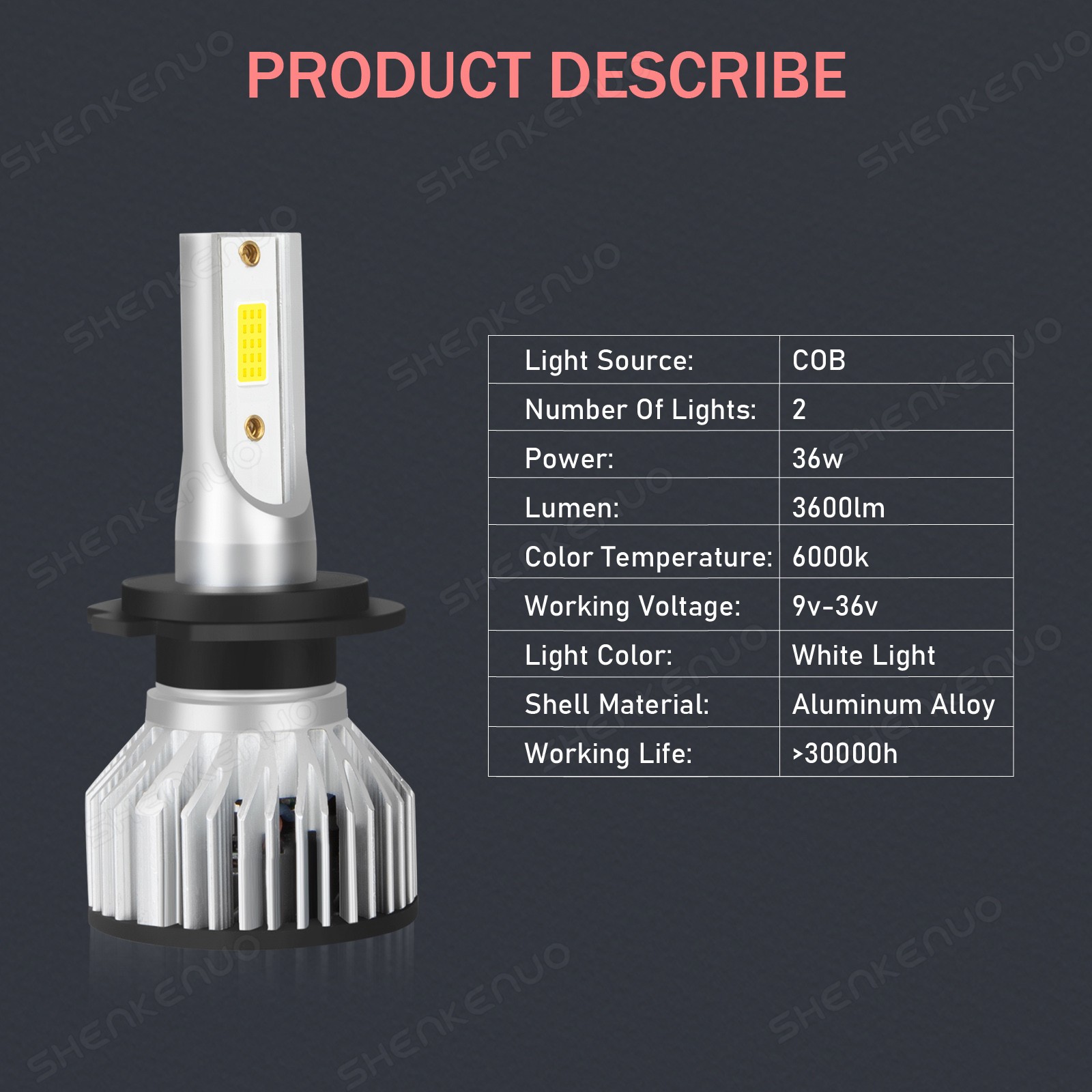 H7 H11 LED Headlights Combo High Low Beam Kits 4Pcs 36W 6000K Super Bright White