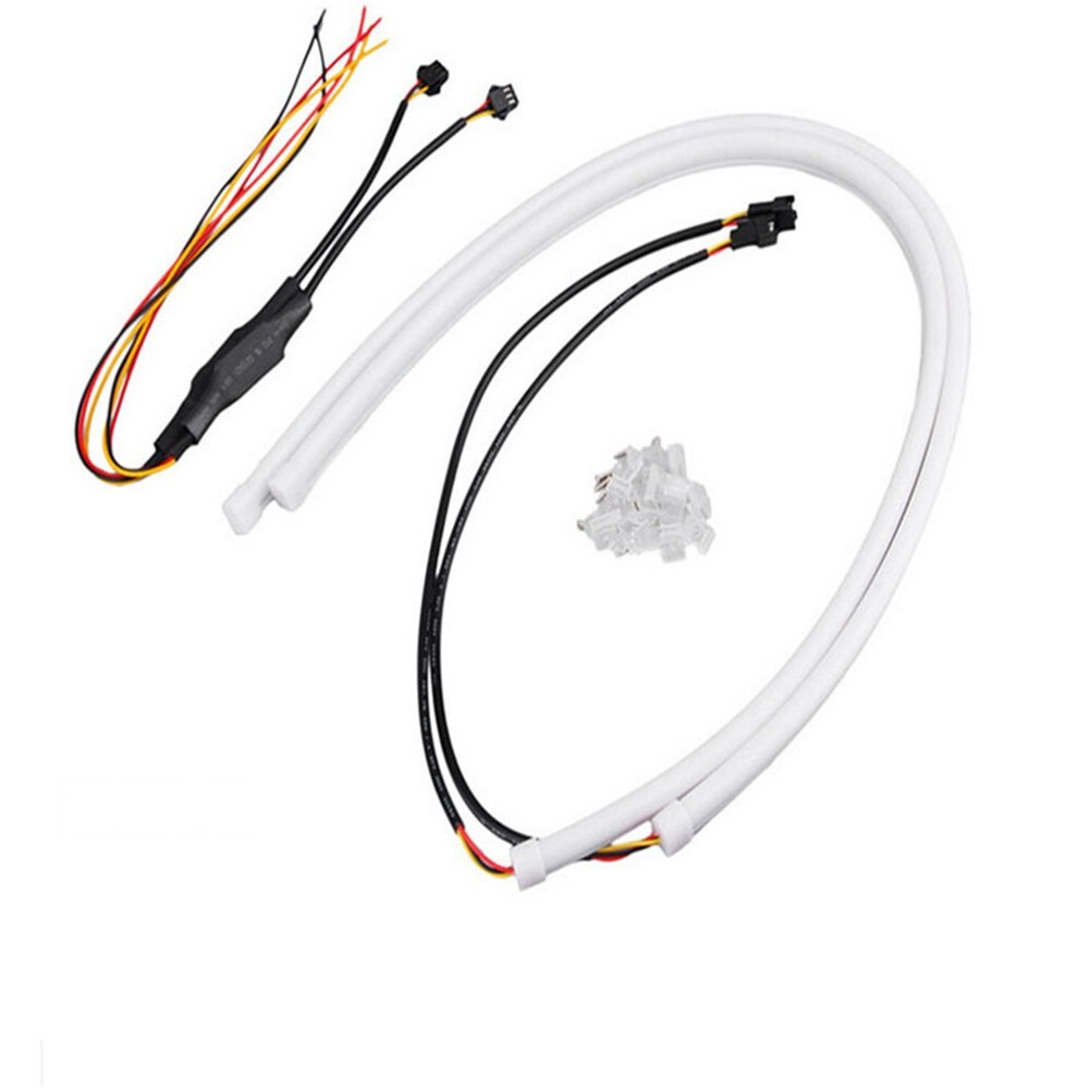 23.6″ Flexible Switchback DRL Light Strip Amber Flow Turn Signal Car Headlights