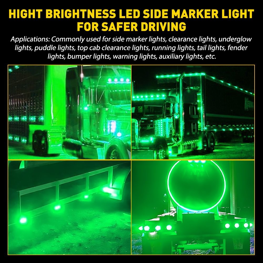 2x LED Watermelon Light Truck Trailer Side Marker Clearance Turn Signal Lamp EI