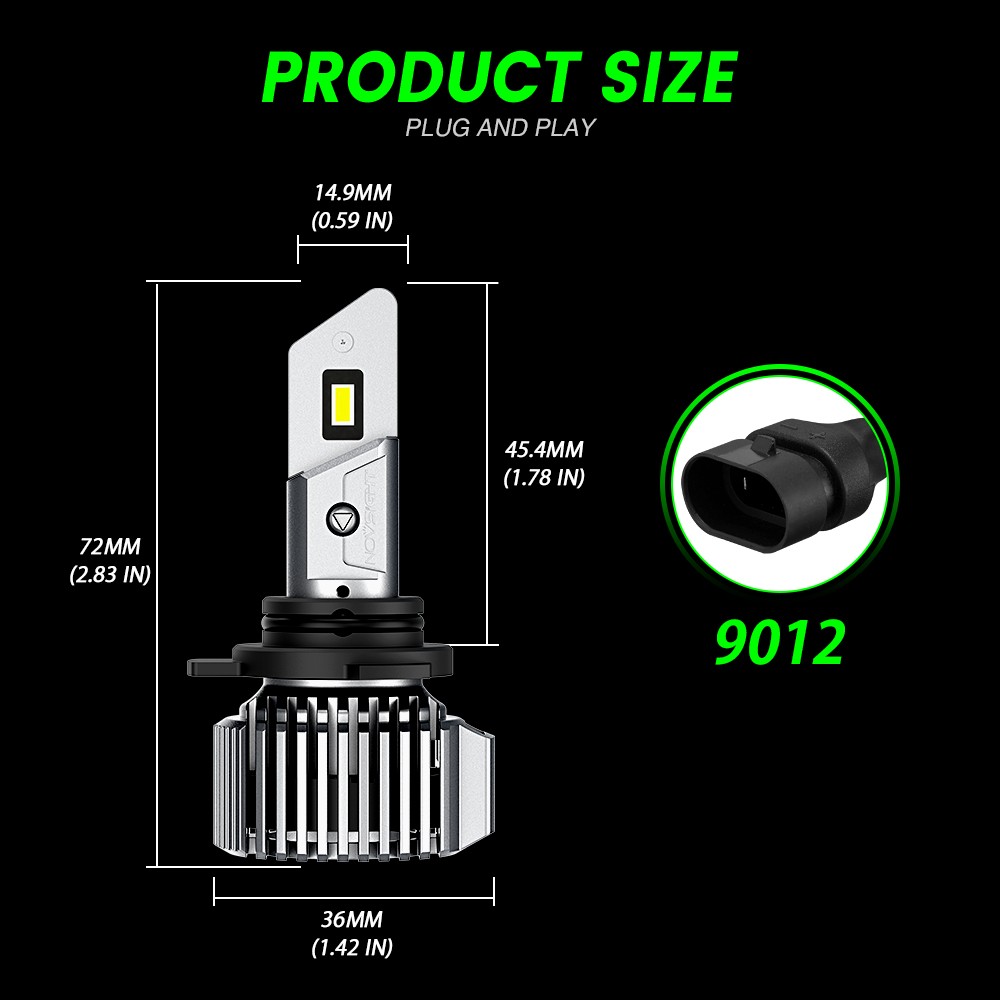 2PCS 9012 LED Headlight Bulbs Hi/Low Beam 20000LM 6500K White Bright Lamp CANBUS
