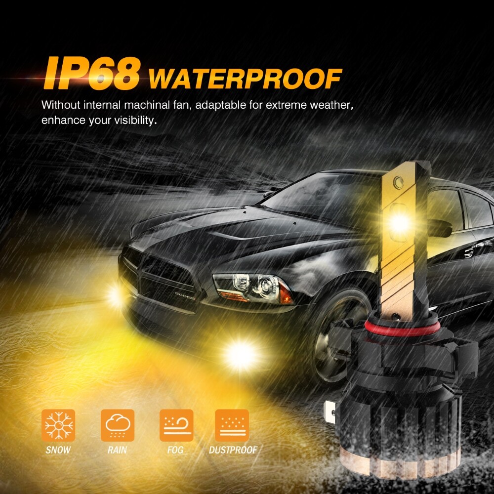 AUXBEAM 5202 LED Fog Light Bulbs For Chevy Silverado 1500 2007-2015 Yellow 3000K