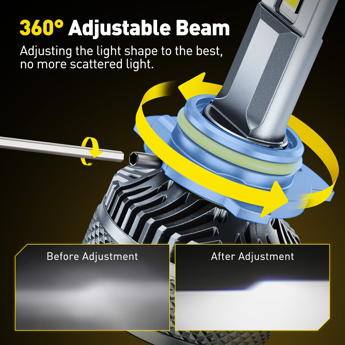 9012 HIR2 LED Headlight Bulb 6500K High/Low Beam Super Bright White AUXITO 4X X5