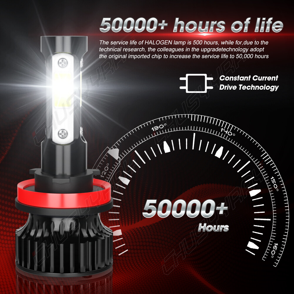 4x H7 H11 Front LED Headlight 4 Sides COB Bulbs 6000K Super Bright White Kit