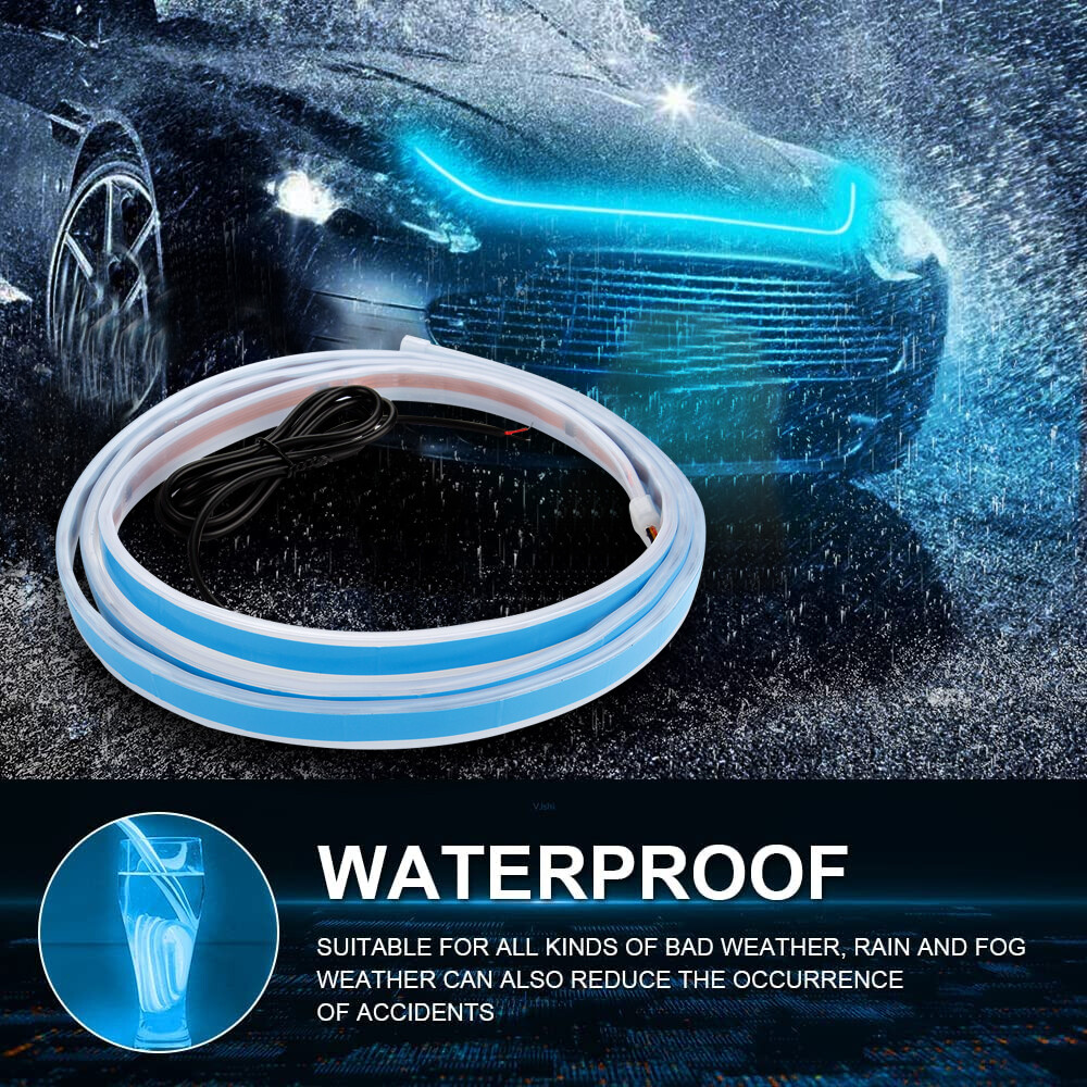 Flowing Car LED DRL Hood Light Strip Engine Cover Daytime Running Light 180CM