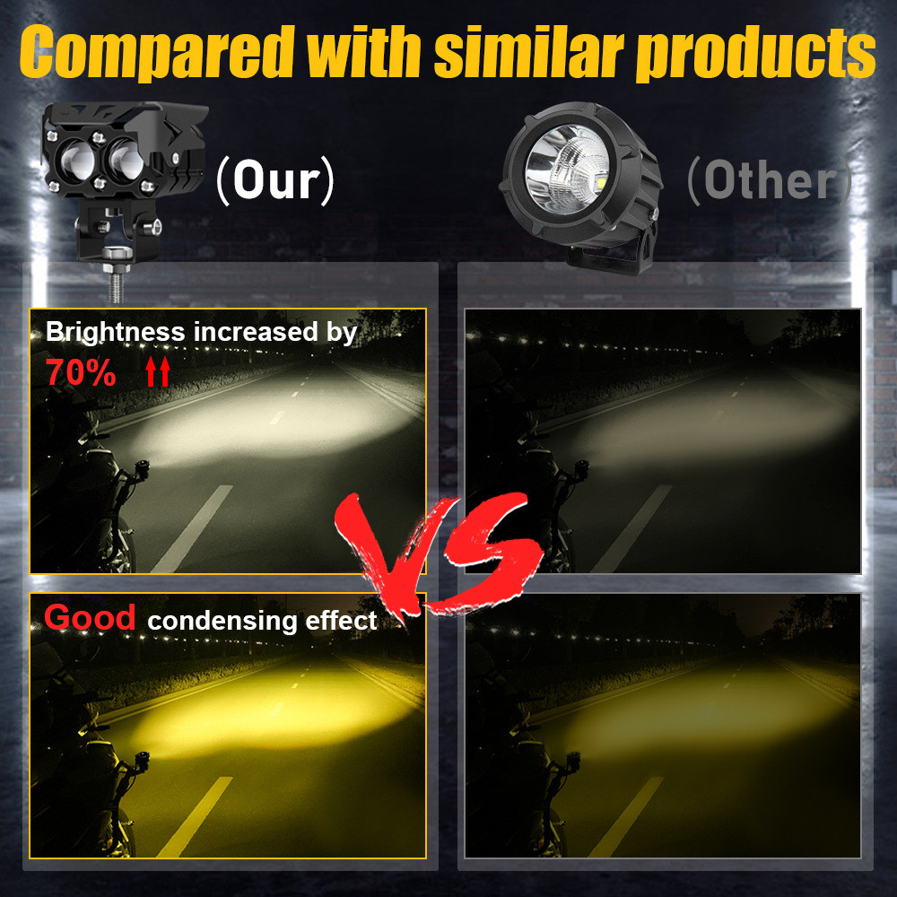 2PCS 3“INCH LED Work Light Cube Pods Combo White Yellow OffRoad Truck 4WD UTV
