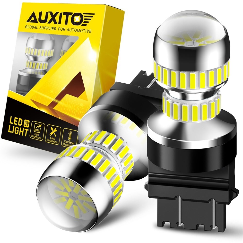 2Pcs White 3157 3457 3057 Signal 54SMD Backup Reverse Tail Turn LED Light Bulbs