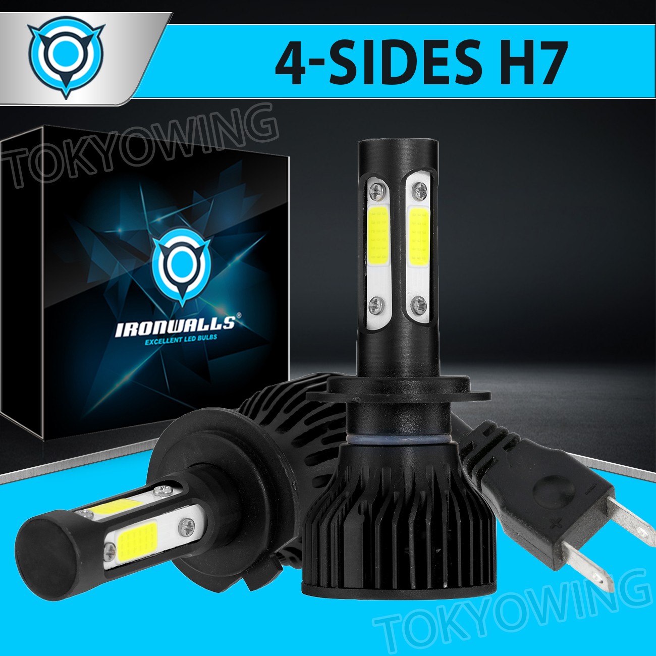 4-sides 2x H7 LED Headlight Bulbs Low Beam Conversion Kit White 6000K 2000000LM