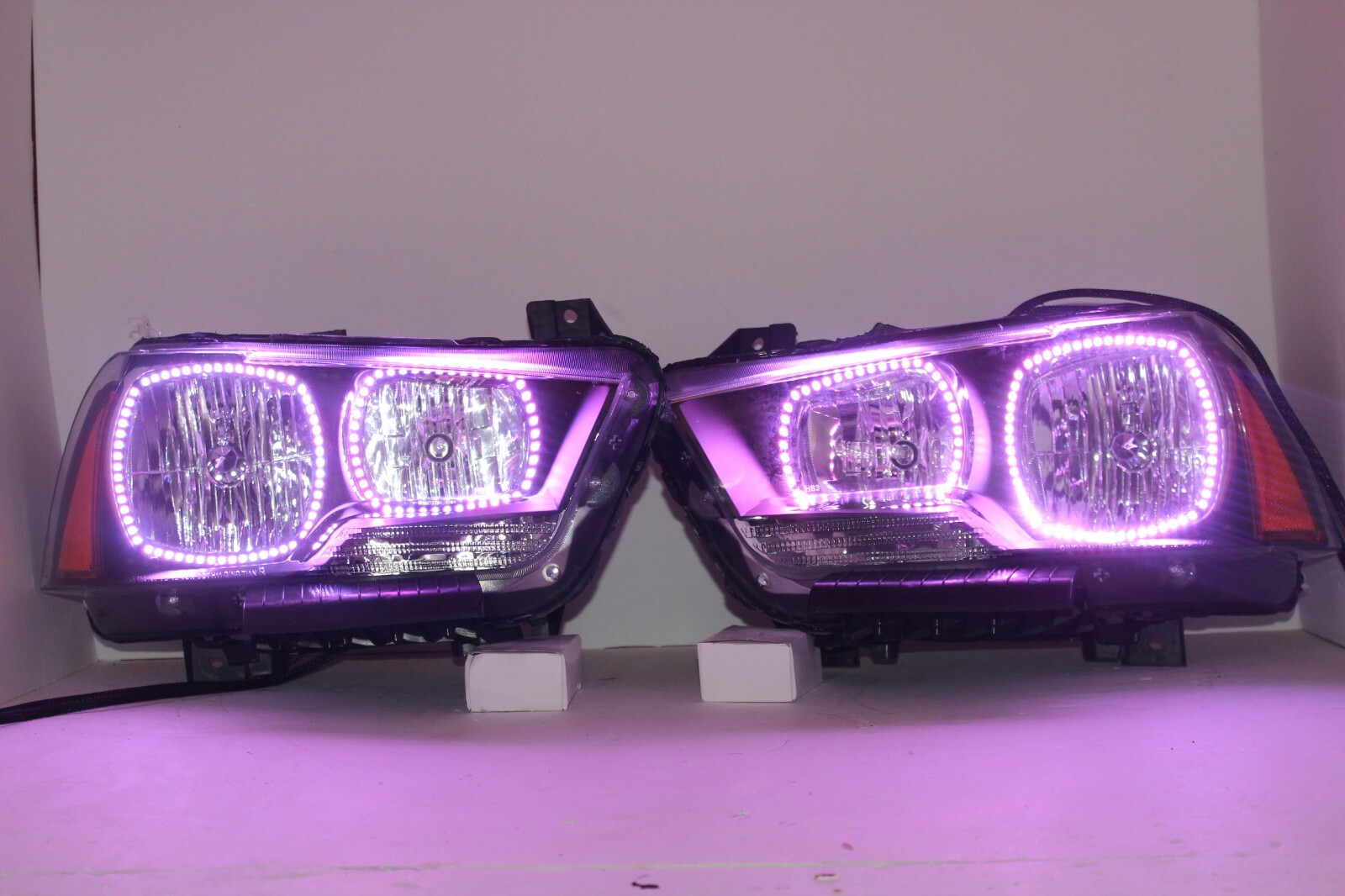 Dodge Charger 2011-2014 Pre-Built Headlights LED RGB Angel Eyes Halo Ring