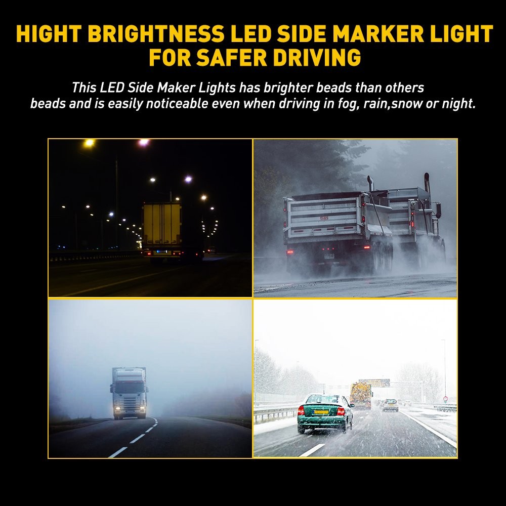 2x Amber+ 2x Red 12V 3 LED Side Marker Clearance Lights Bullet Car Truck Trailer