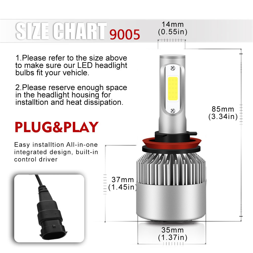 6x Combo H1+H11+H11 6000K LED Headlight High Low Beam Lamp Fog Light Bulbs Kit