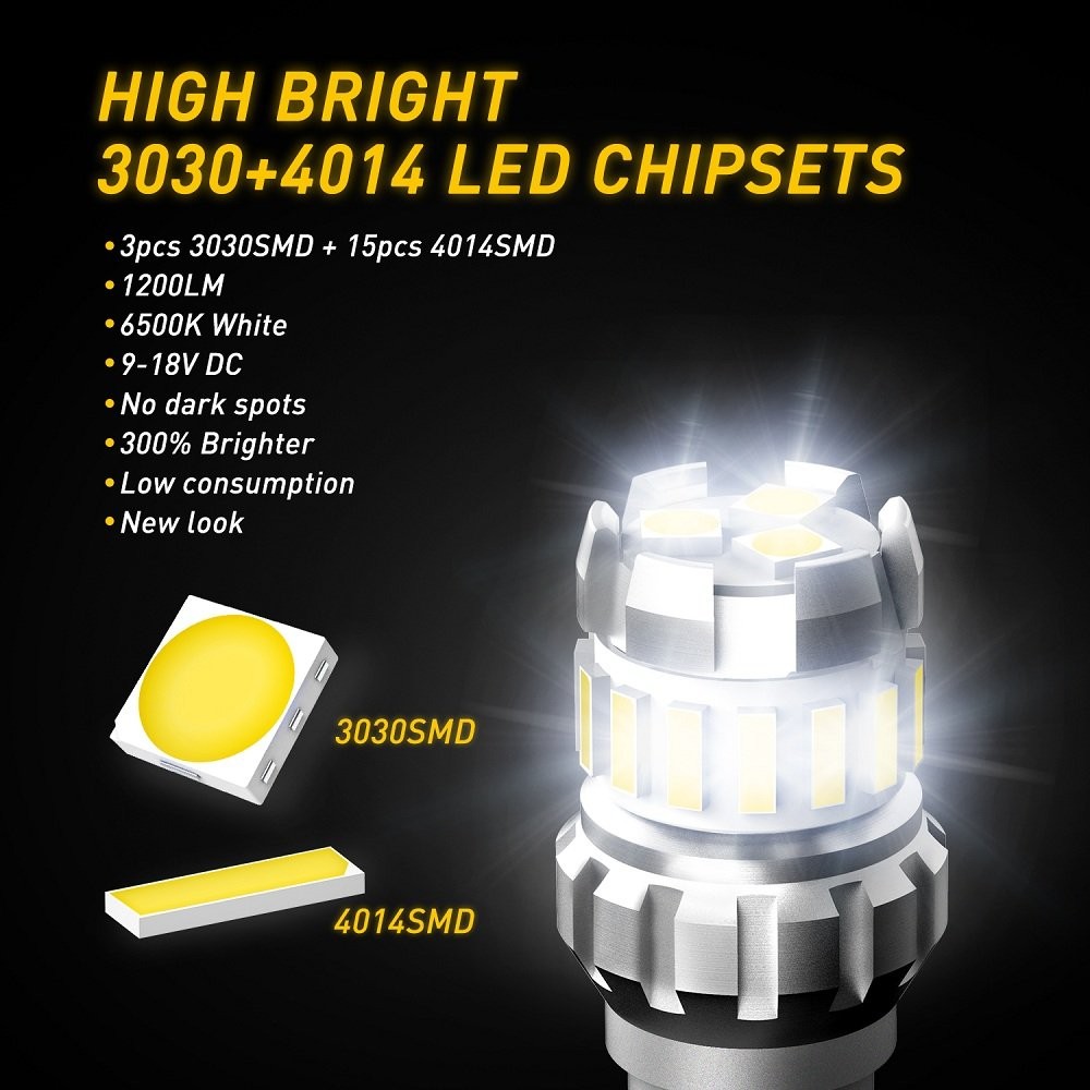 AUXITO 921 912 LED Reverse Backup Light Bulb 2400LM 6000K Super Bright T15 2/10x