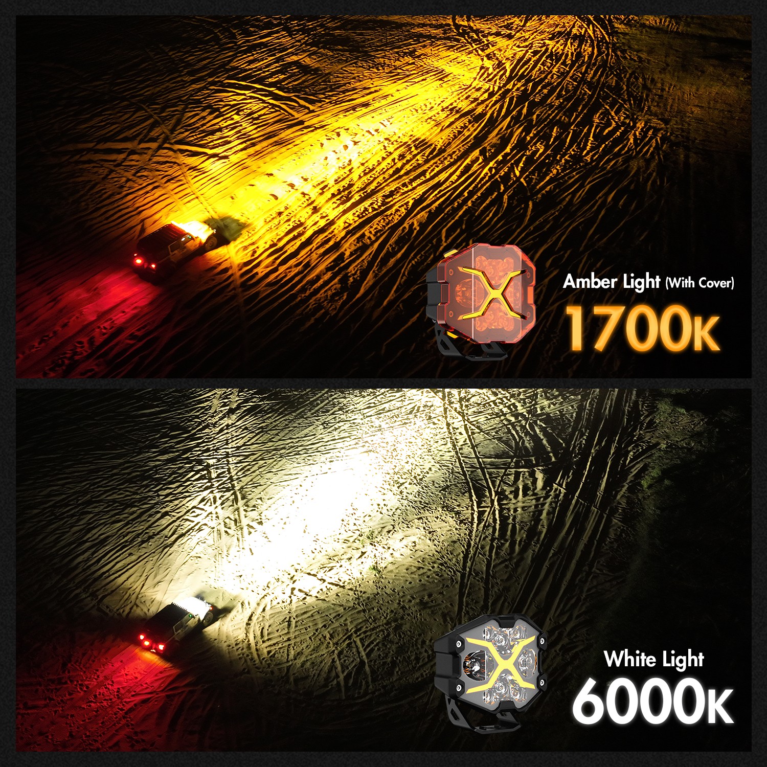 2x NOVSIGHT 4 Inch LED Pods X Series Work Off Road Driving Light with Yellow DRL