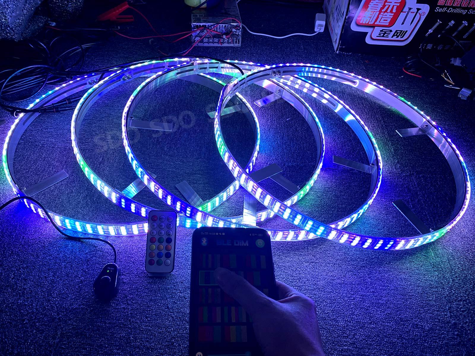 15.5“ / 17.5“ RGB & Color Chasing Quad Row LED Wheel Lights Bluetooth+Remote