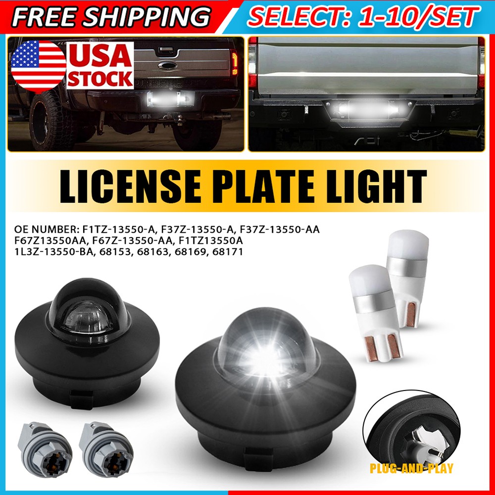 2-20x Rear License Plate Light Housings + Bulb + Socket Fit Ford F150 F250 F350
