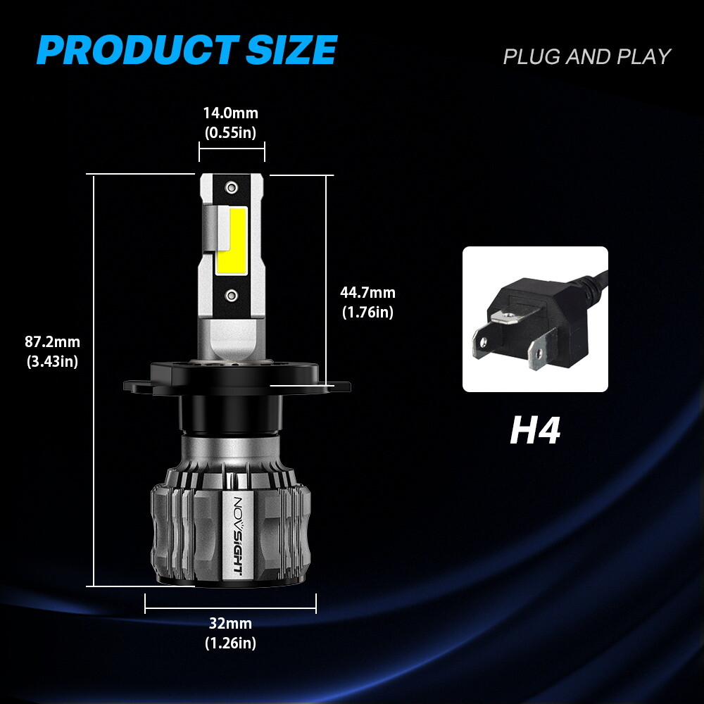 NOVSIGHT H4 Led Headlight Bulb High Low Beam Replace Halogen Xenon 15000LM 6500K