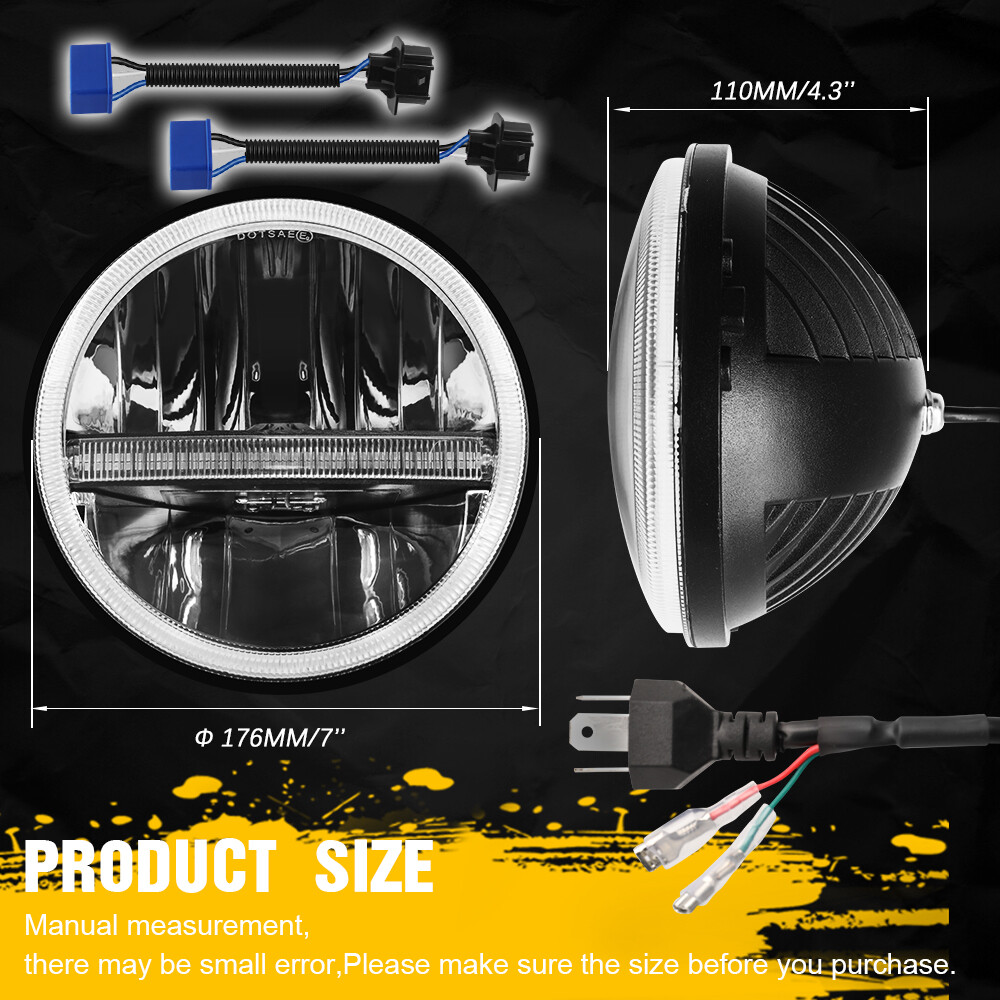 Pair DOT 7″ 200w Round LED Headlights Hi/Lo Beam For Chevy C10 C20 Pickup Truck