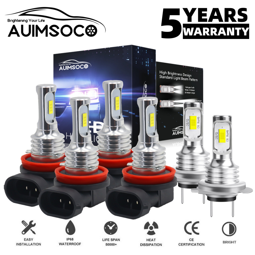 For Ford Fusion 2006-2018 6x LED Headlight High Low Beam + Fog Light Bulbs Kit