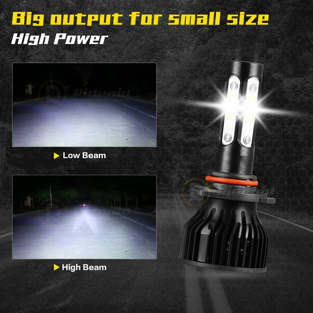 Pair 4-sides LED Headlight Kit 9005 HB3 H10 9140 9145 2400W 6000K 360000LM Bulbs