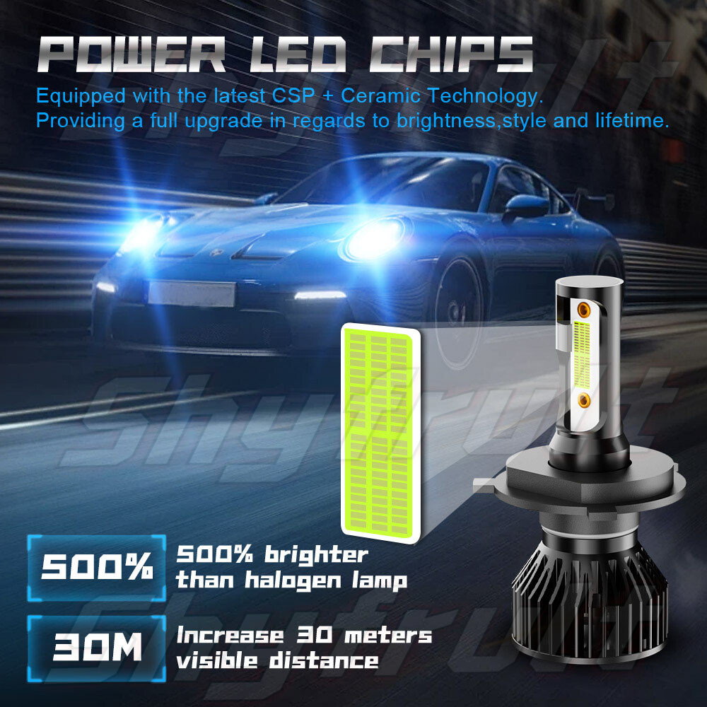 For Yamaha YZF R1 2001 2002 2003 R6 1999-2002 H4 9003 HB2 LED Bulb Hi/Lo Beam