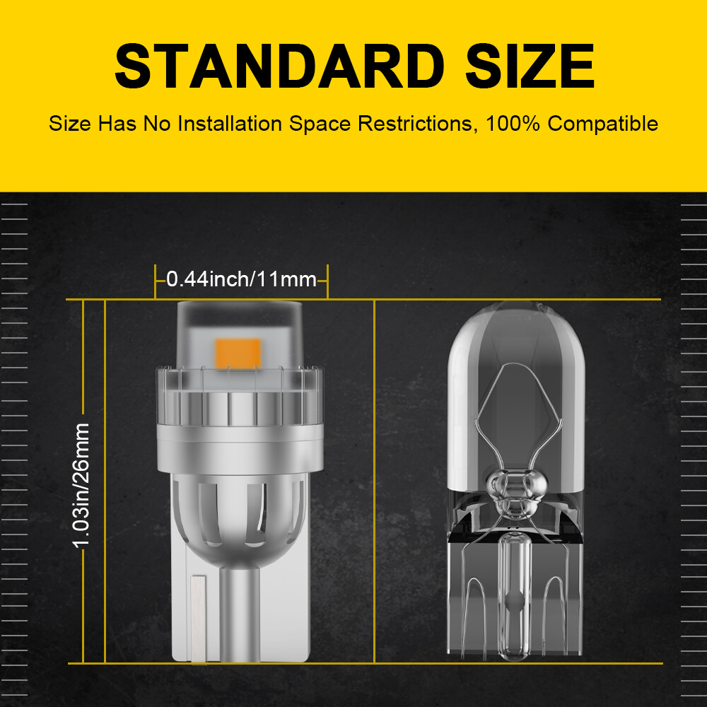 2PCS 168 194 T10 Amber LED Side Marker Light Bulbs For Toyota Camry 2002-2024