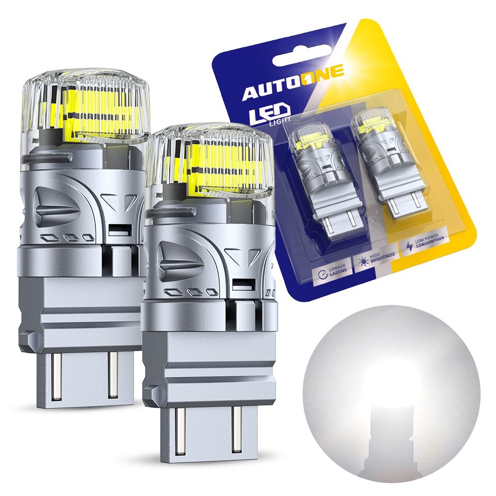 Pair 3157 LED DRL Turn Tail Signal Light Bulb Blinker Silver-Body White Lamp 12v