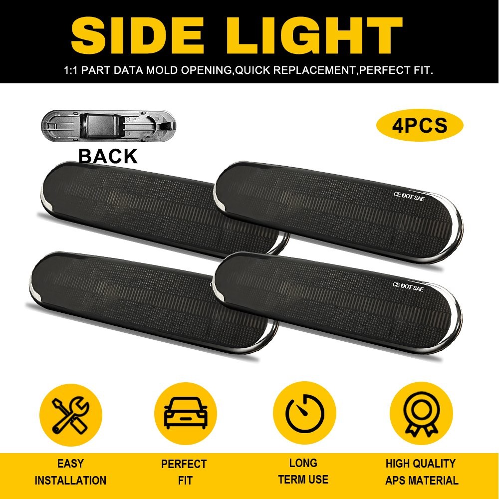 4X Front+Rear Side Marker Lights for 2002-2005 Honda Civic Si/ SiR EP3 Hatchback