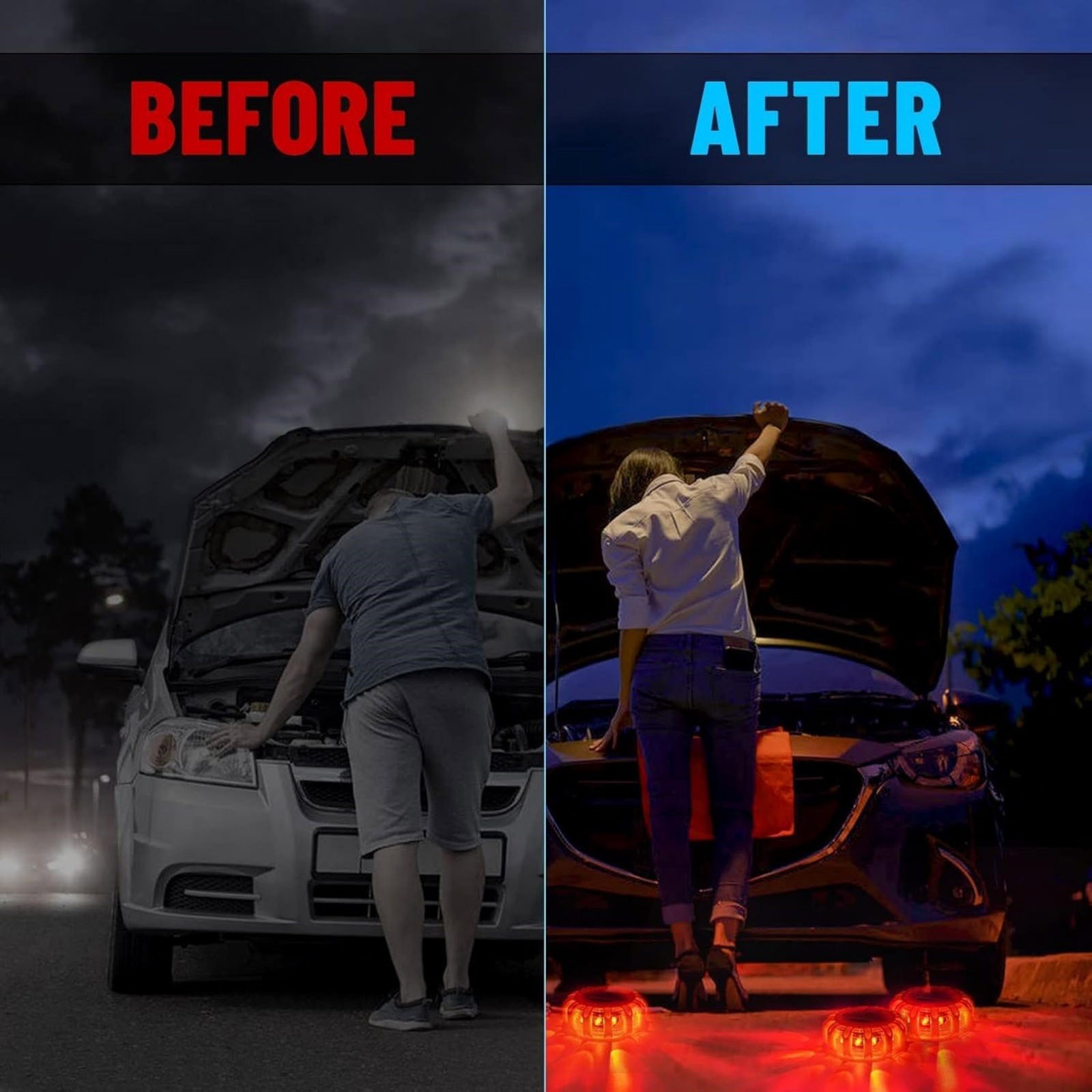 15 LED Safety Beacon Road Flare with SOS and 9 Flashing Modes for Vehicles