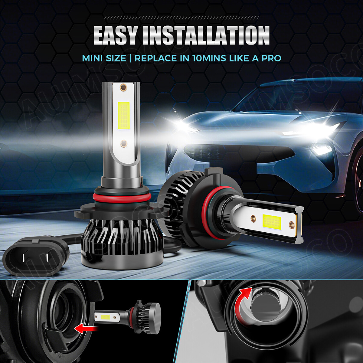 For BMW 540i 1995 4Pcs 9005 9006 LED Headlight High Low Beam Bulbs Super Bright
