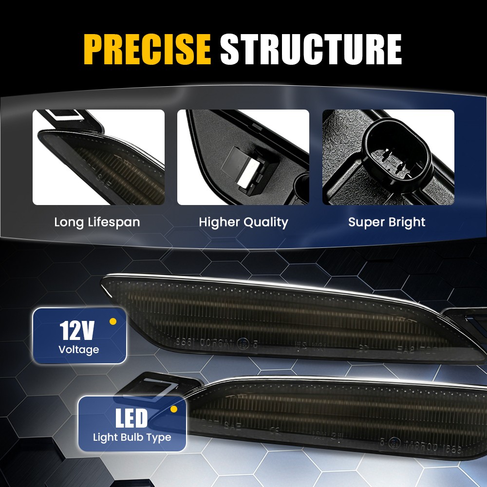 4Pc Front Right Left White LED Side Marker Lights For Porsche Cayenne 2015-2019
