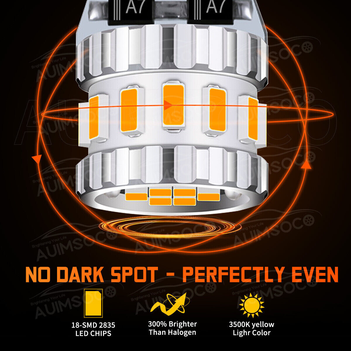 3000K Amber LED Front Side Marker Light Bulbs 168 194 2825 T10 Bright SMD