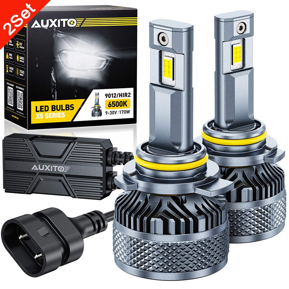9012 HIR2 LED Headlight Bulb 6500K High/Low Beam Super Bright White AUXITO 4X X5