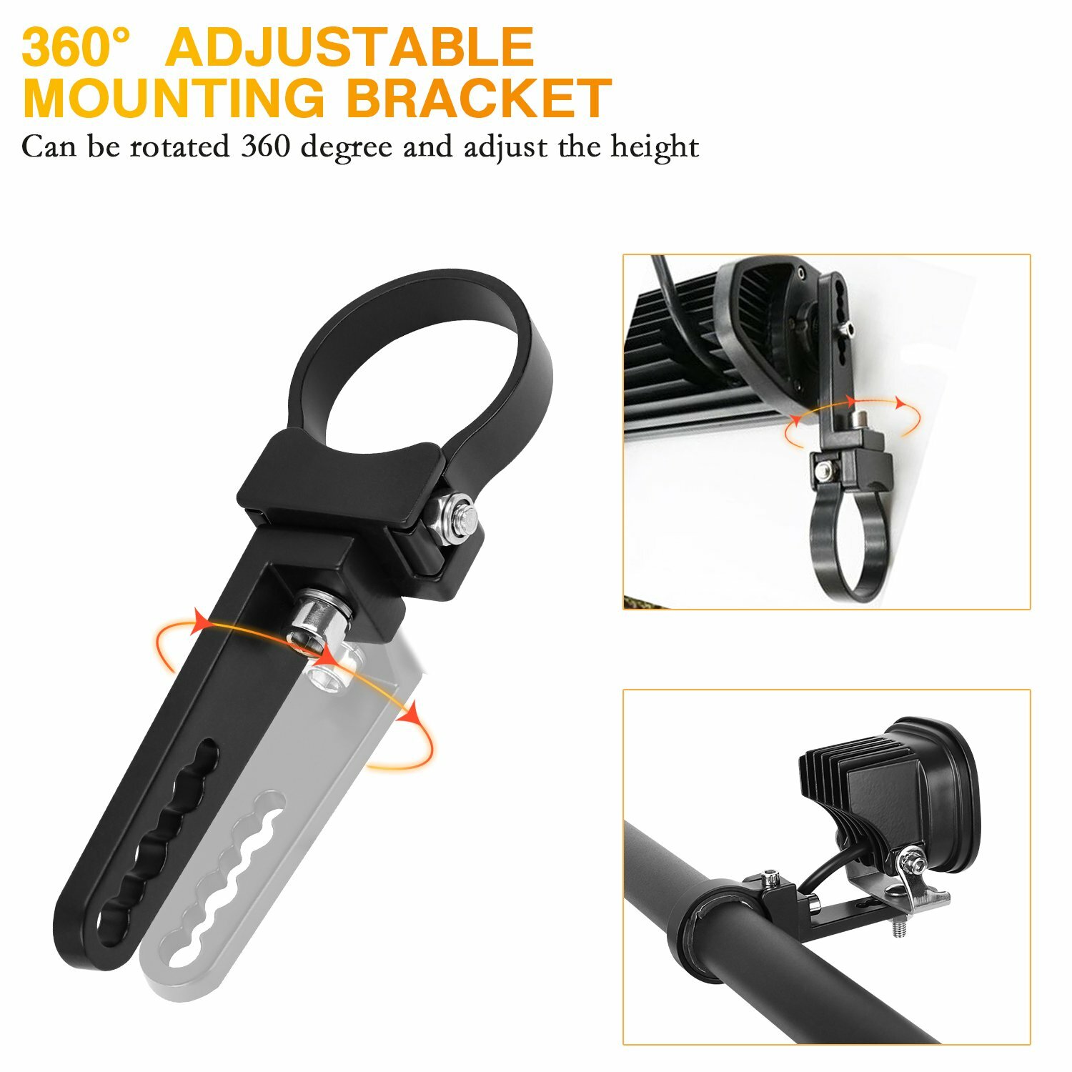 2X 2″ 51mm Bull Bar Roll Cage Mount Bracket Tube Clamps LED Light Bar Offroad