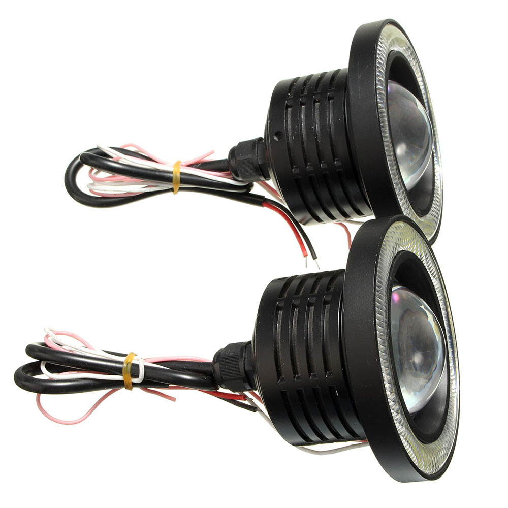 3.5″ Round COB LED Fog Light Projector Car Bright Angel Eyes Halo Ring DRL Bulbs