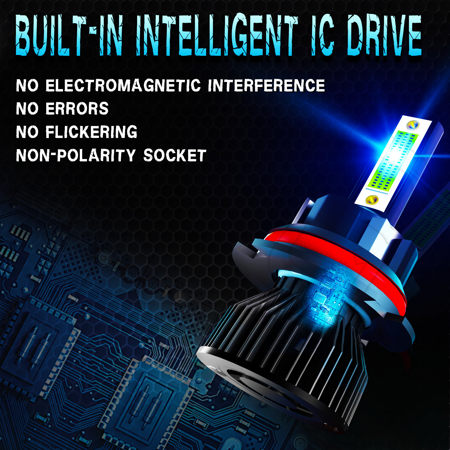 AQJ 9007 HB5 LED Headlight Super Bright Bulb Kit High/Low Beam 8000K Blue