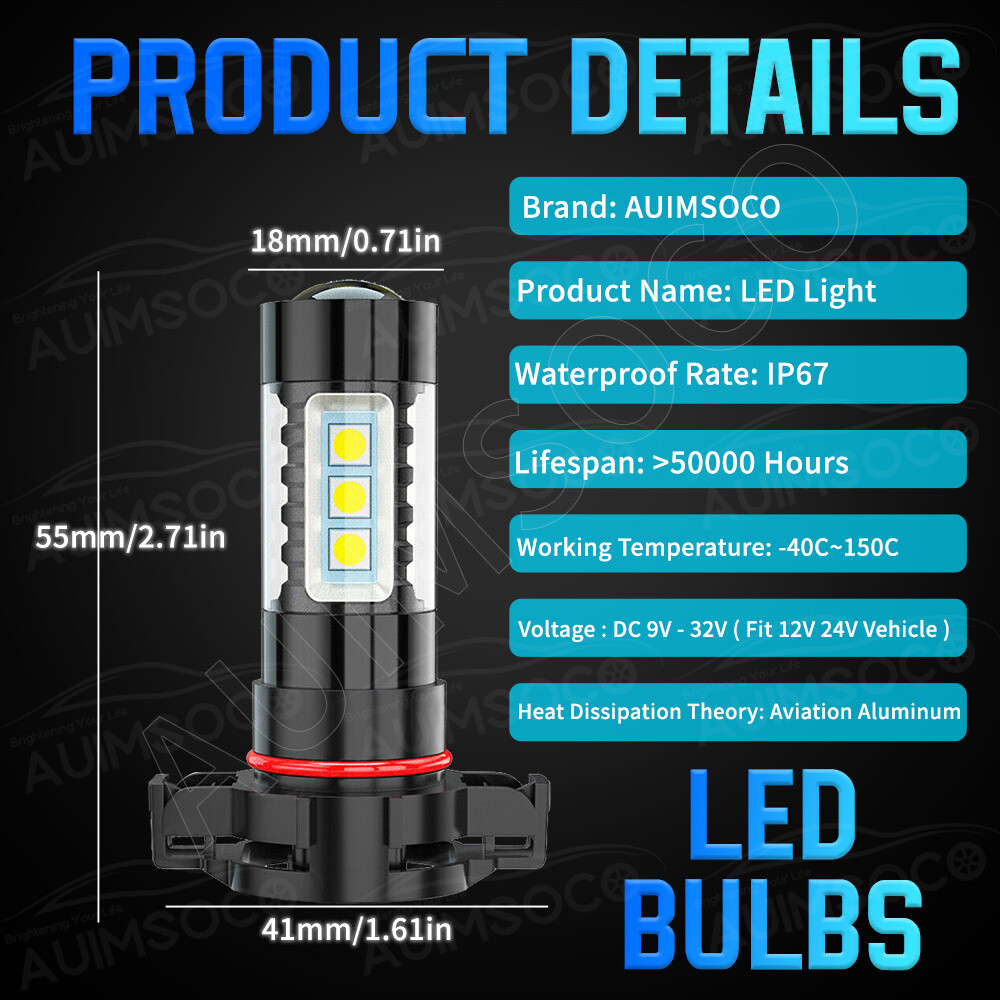 LED Headlight Bulbs 9005 H11 H16 Hi/Lo Beam & Fog 6Pcs Combo 6000K 20000LM Set