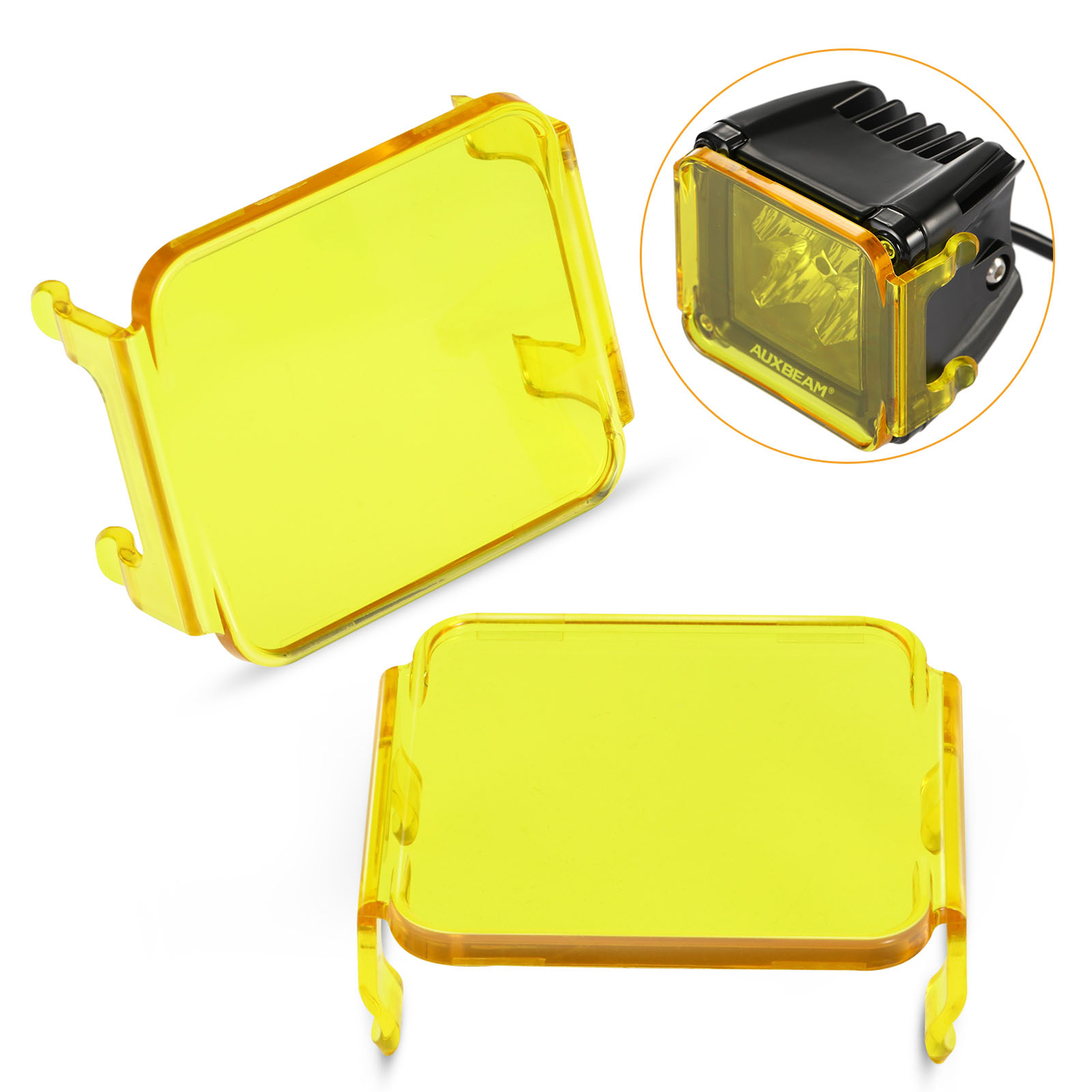 2x AUXBEAM 3″ Amber Yellow Led Light Covers For Led Pods Square Lights Driving