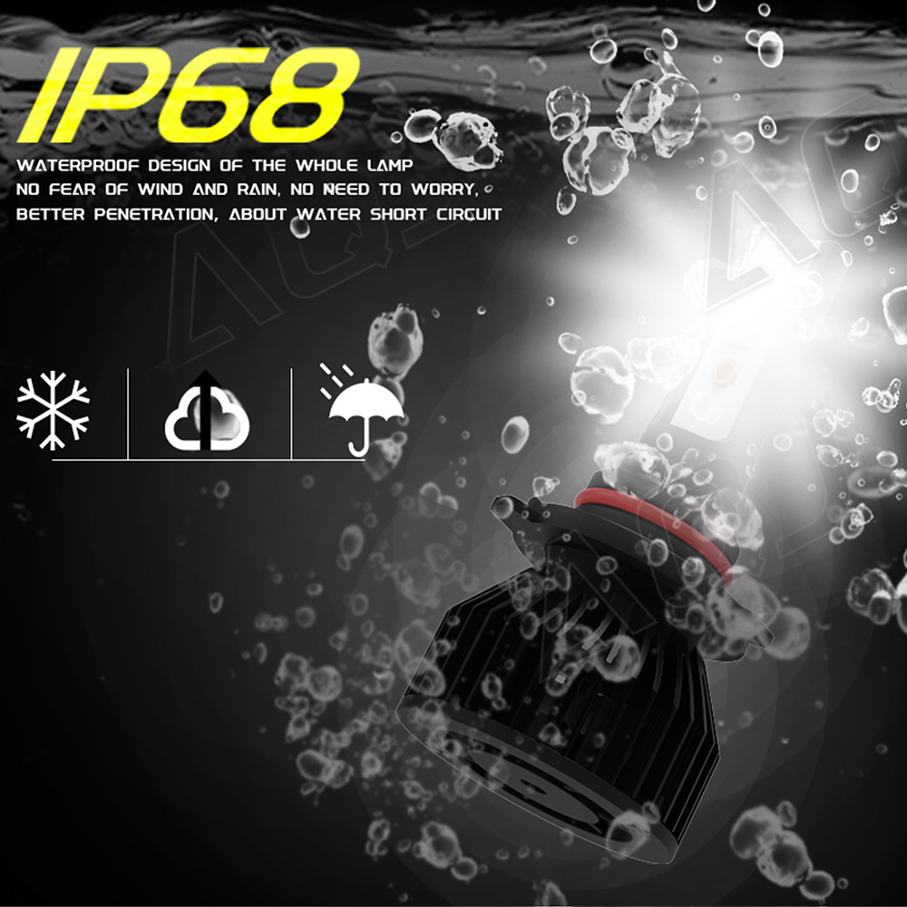 2pcs LED Headlight Kit 9006 HB4 HB4U 6000K 100W 15000LM low Beam Fog Bulbs Pair