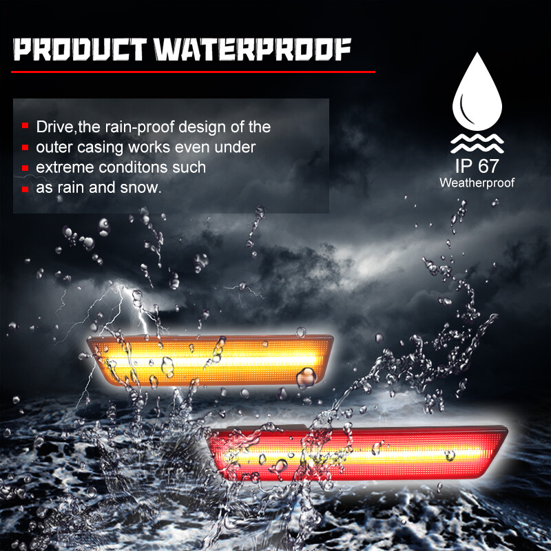 Smoked Lens LED Front & Rear Side Marker Lights For 2008-2014 Dodge Challenger